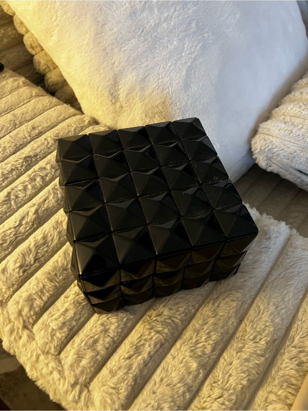 Black Decorative Storage Box - Modern Pyramid Design